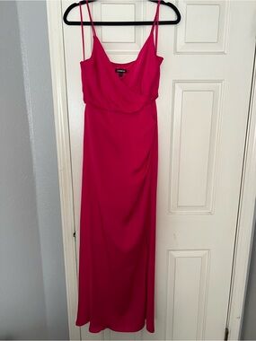 Express Hot Pink Slip Maxi Dress with Cowl Neck